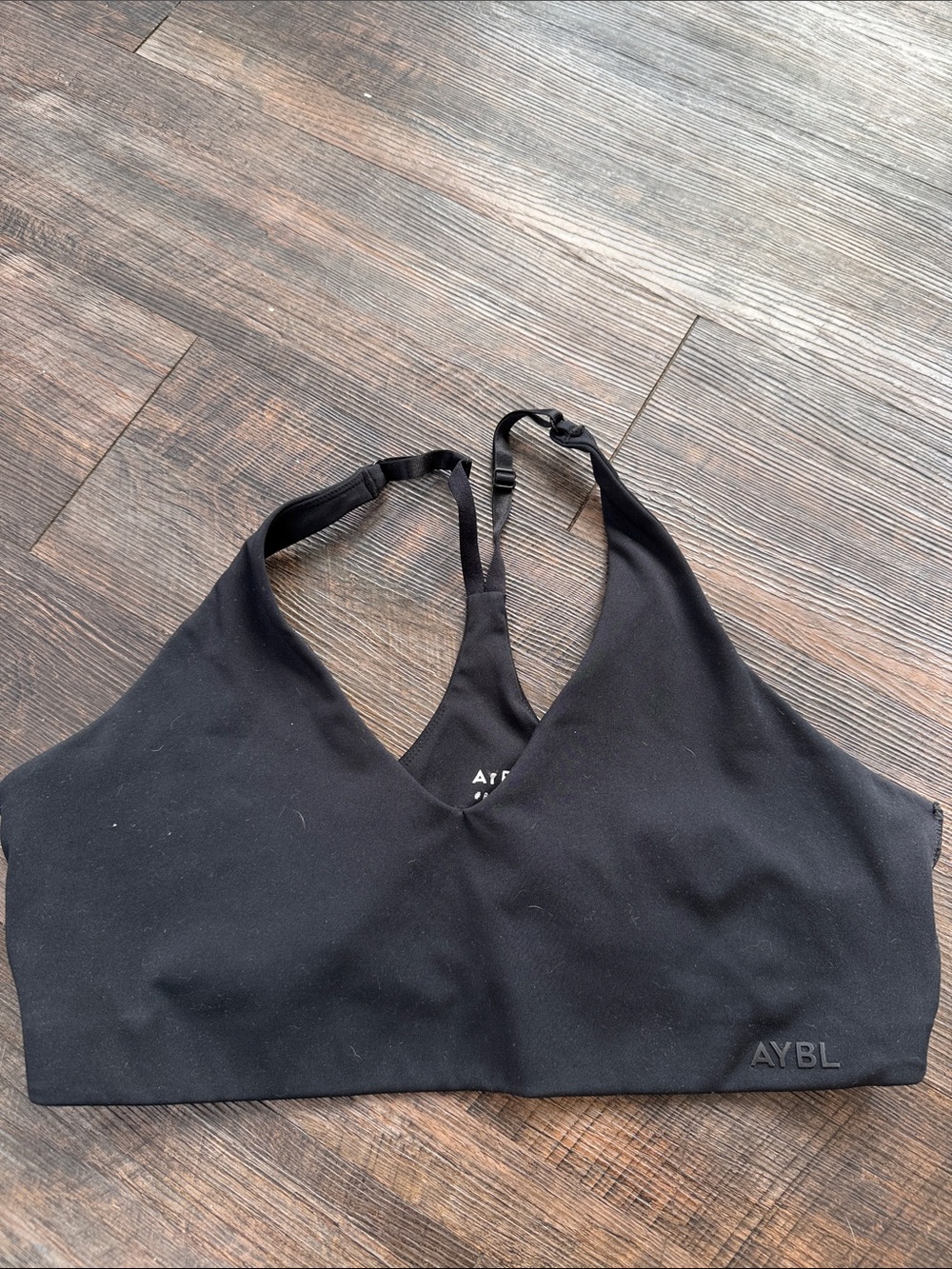 AYBL Black V-Neck Adjustable-Strap Sports Bra